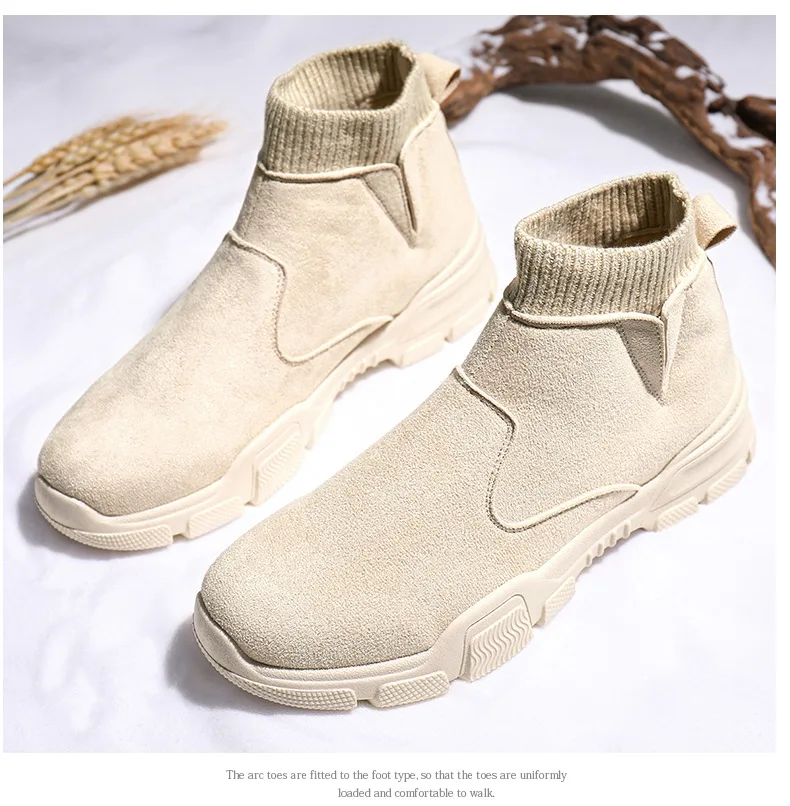 beige Г. Модные мужские зимние ботинки высококачественные рабочие ботинки мужские ботинки-дезерты Теплые ботильоны зимние ботинки с высоким берцем на шнуровке с круглым носком - Цвет: beige