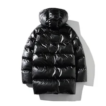 Зимняя блестящая мужская одежда средней длины с хлопковой подкладкой куртка с хлопковой подкладкой большой размер мужская одежда