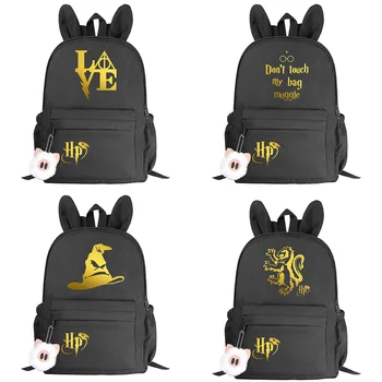 

New Gold Hogwarts Hufflepuff Printed Koream Small Backpacks For Girls Kids School bags Bookbags Women Cute Mini Bagpack Packsack