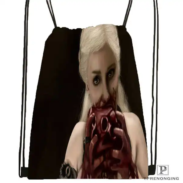 Индивидуальная Игра престолов khaleesi походная сумка на шнурке милый рюкзак для детей(черная спинка) 31x40 см#2018611-217 - Цвет: Drawstring Backpack