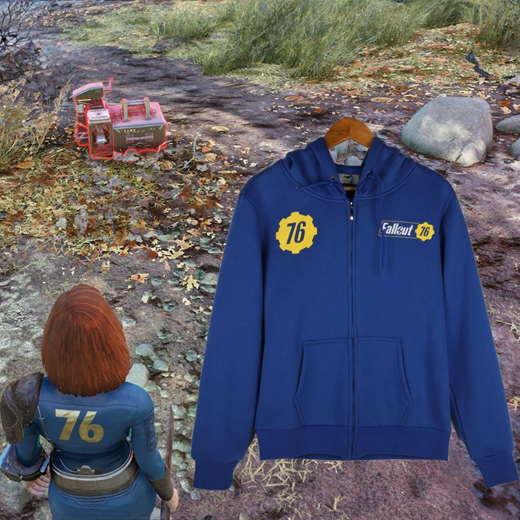 Новая игра Fallout 4 Косплей костюмы толстовки Refuge WEST VIRGINIA 76 SHELTER толстовка с капюшоном на застежке-молнии Спортивная куртка пальто Топ - Цвет: Costumes