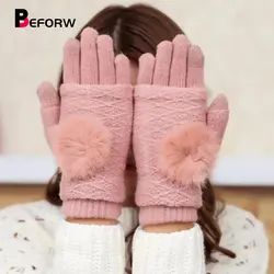 BEFORW 2019 Модные женские утепленные велосипедные съемные шерстяные перчатки осень зима теплые перчатки с сенсорным экраном