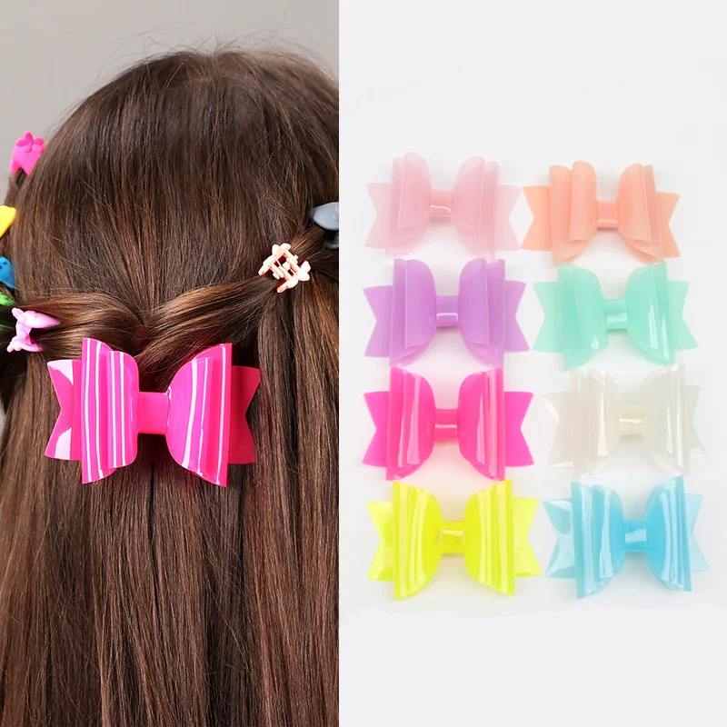 8Pcs/lot 3inch Candy Color Jelly Bows Stacked PVC Hair for Girls Waterproof Summer Swimming Pool Accessories | Аксессуары для