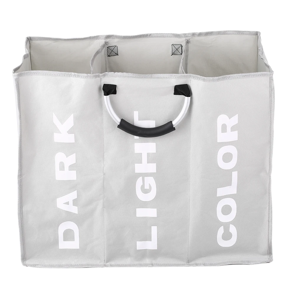 3/2/1 секция Складная Оксфорд корзина для белья сумка для хранения грязной одежды сумка-Органайзер с Алюминий ручки - Цвет: 3-Section Light grey