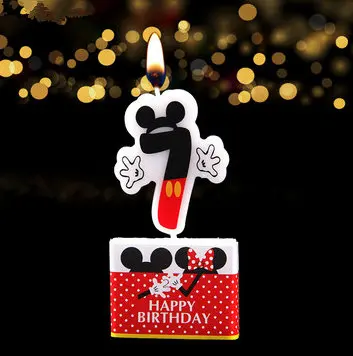 Mickey 7 День рождения мультяшная свеча Микки Минни Маус Свеча для торта номера торта От 0 до 9 лет свеча юбилей Дети День рождения праздничный торт - Цвет: Mickey 7