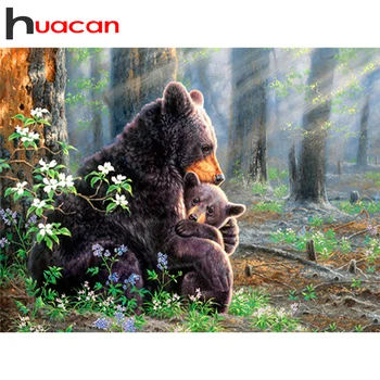 

Huacan 5D Diamond Painting Bear Kits Diamond Embroidery Animal Mosaic Cross Stitch Decor for home