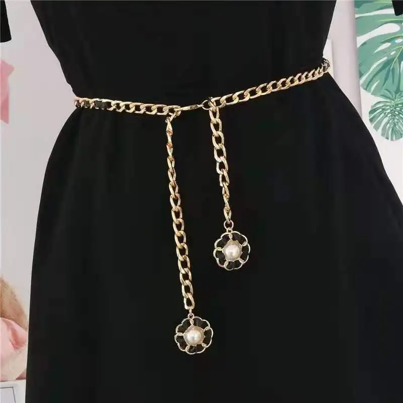 

Ins Style Metal Chain Braided Waist Shirt Suit Tassel Waistband Decorative Thin Belt Women Woman Belts for Dress