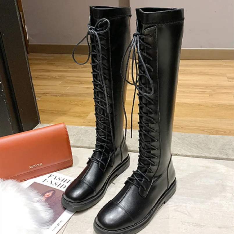 Marlisasa/Botas De Mujer; Женские Классические высокие сапоги из искусственной кожи высокого качества с круглым носком; Bottes Femmes; Модные женские ботинки; F7062