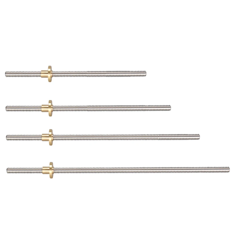 T8 Lead Screw OD 8mm Pitch 2mm Lead 2mm 100mm-500mm Brass Nut 3D Printer