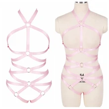 Для женщин жгут розовые ремни эластичная одежда с большим ассортиментом Размеры всего тела портупея подвязки талии Спальня Танец Нижнее белье с ремешками, пикантные, ботинки для панков и готов