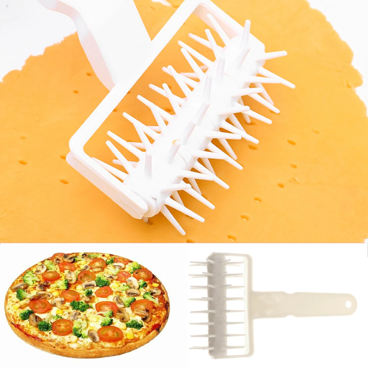 Plastic Baking Spike Roller Pastry Pizza Dough Docker Roller (Random Color)Rolling Pins