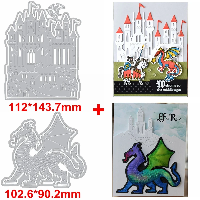 

Dragon Guarding Castle Metal Cutting Dies Fighting Dragon Guard The Castle Die Cuts For Card Making DIY 2019 Embossed Crafts
