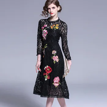 

BGW 3627ht Black Lace Cut Out Cocktail Dresses Long Sleeves Emboidery A Line 2020 Pretty Vestidos De Fiesta De Noche Zipper Back