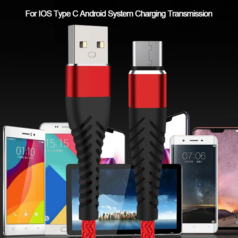 8Pin/type C/Кабель зарядного устройства микро-usb шнур для передачи данных для мобильного телефона для iphone IOS Android samsung USB-C длинный провод для зарядки 25 см/1 м/2 м/3 м