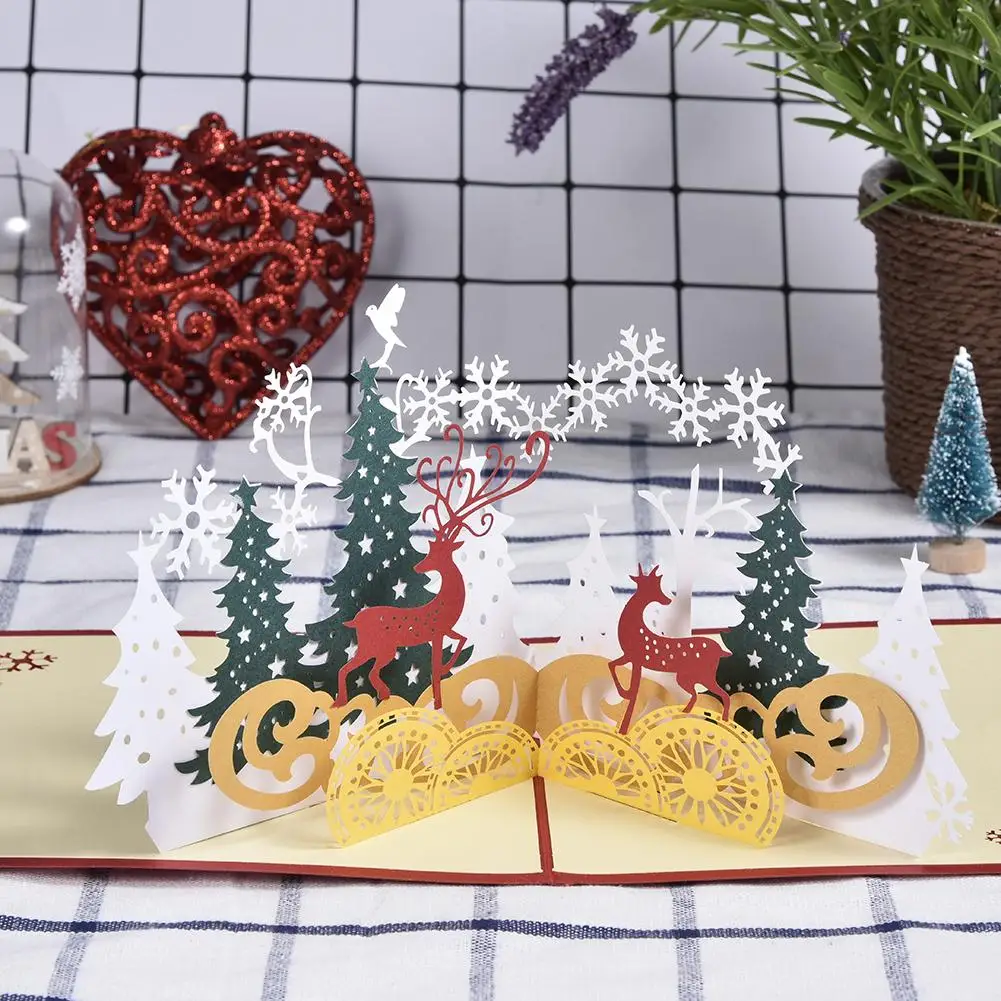 Рождественская открытка с пустыми карточками и конвертом для празднования дня рождения год 3D полый узор праздник благословение