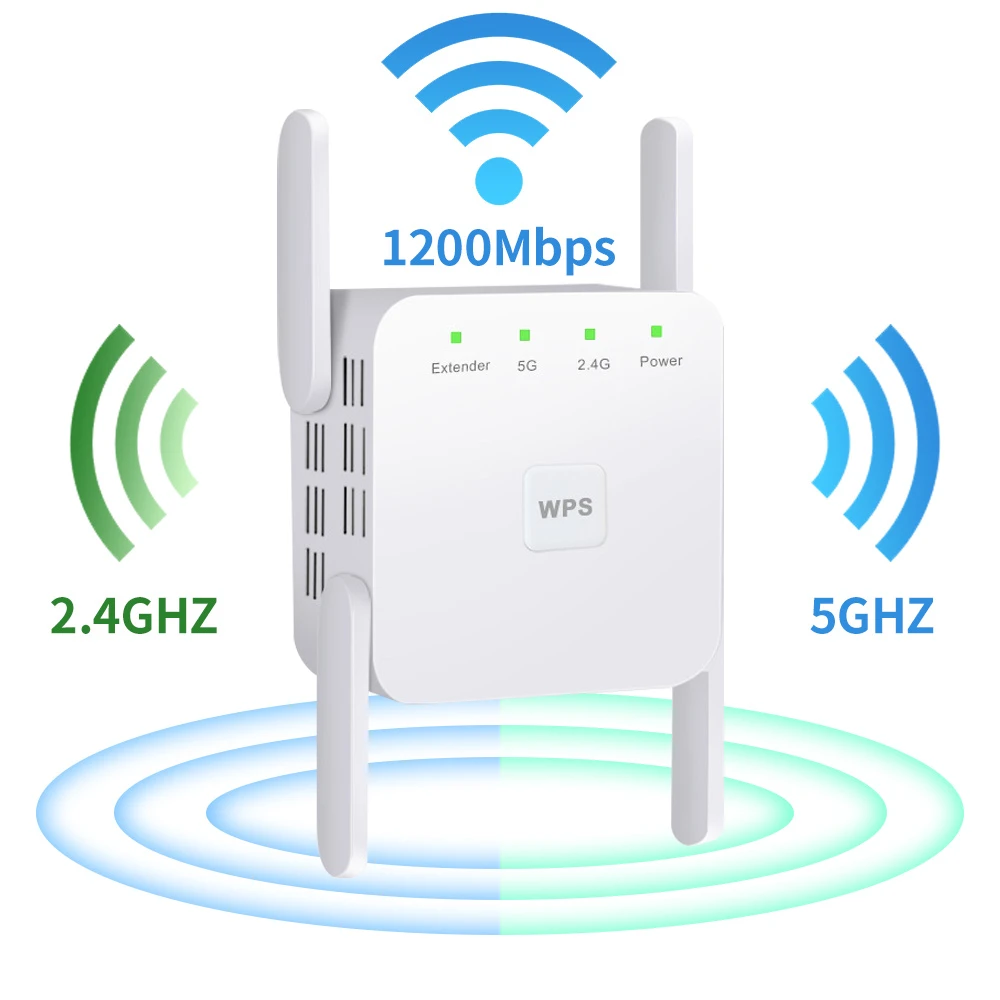 2.4G 5G WiFi Repeater Wi Fi Bộ Khuếch Đại 300M 1200 Mbps Tăng Áp Router WiFi 5Ghz tầm Xa Bộ Mở Rộng Điểm Truy Cập