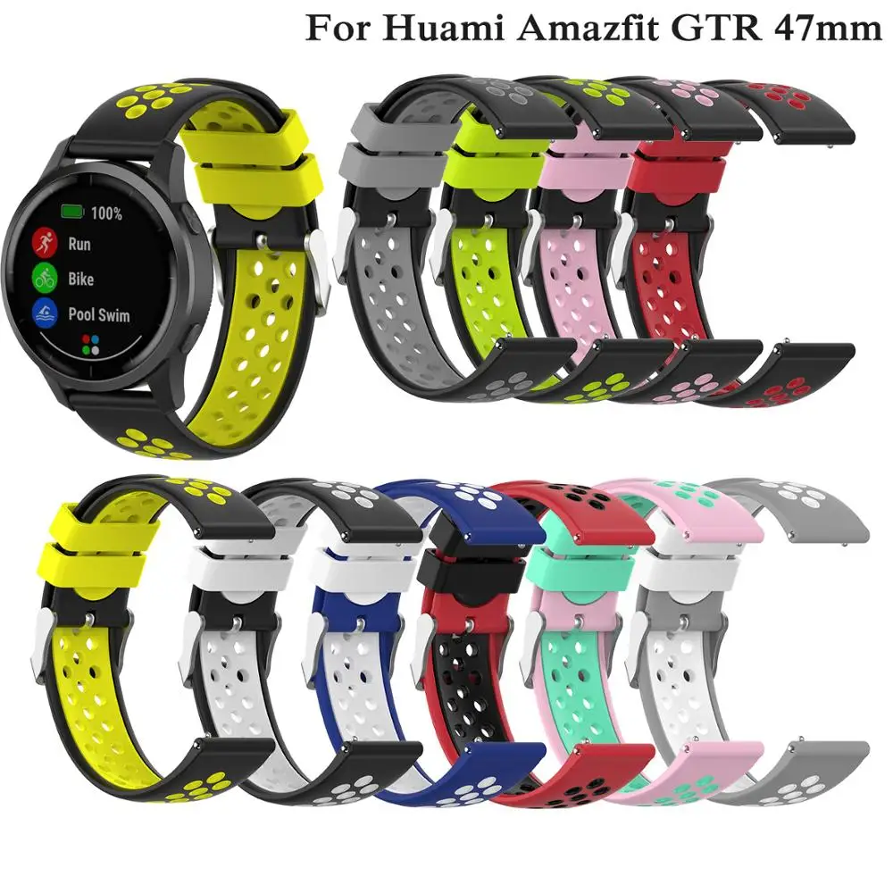 

22mm silicone Bracelet WatchBand For Huami Amazfit GTR 47mm smart Sport WatchStrap watchband accessorie replace replacement band