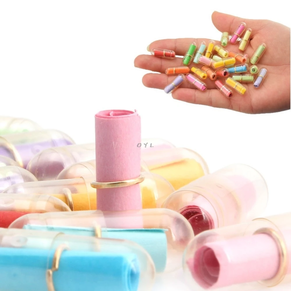 100 unids/lote mensaje en una botella de mensaje cápsula bonita carta de amor pastilla completamente transparentes Color Mini Botella de deseo