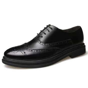 

Men's Formal Wedding Shoes England Retro Leather Oxford Men's Business Dress Shoes Pointed Flats 2020 Men Shoes