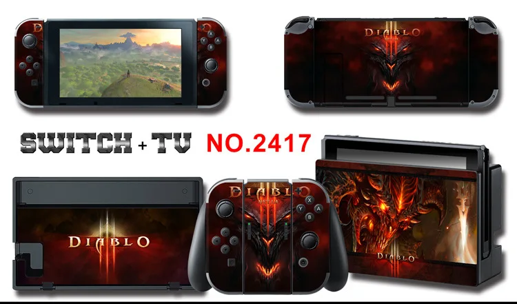 1set New Cute Anime Full Body Sticker for NS Switch Protective Cover Skin Colorful Art for Game Console Joy-Con Controller Decor