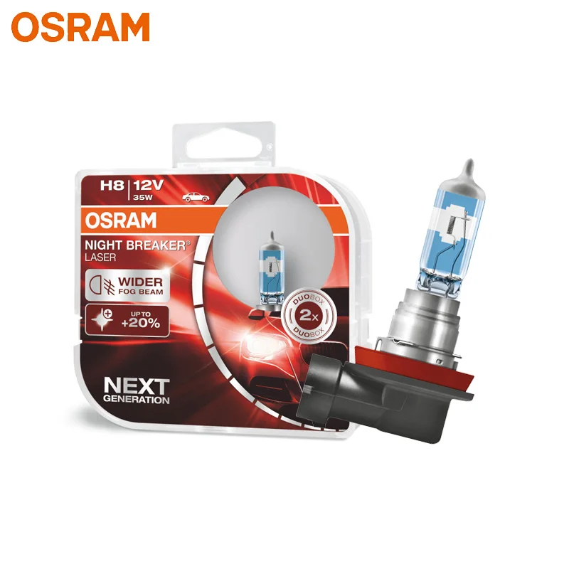 

OSRAM H8 64212NL Halogen Night Breaker Laser Next Generation 12V 35W +150% Bright White Car Fog Lamps Original Germany, Pair