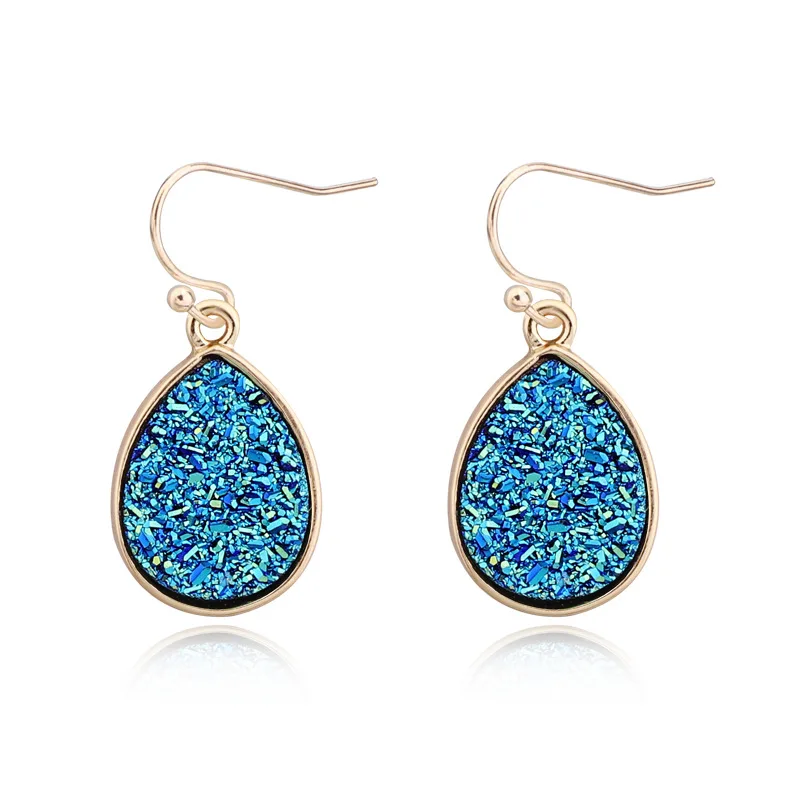 4 цвета s Drusy Druzy серьги в виде капли воды подвески из смолы очаровательные