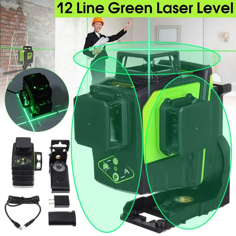 

New 12 Green Lines Laser Level with Dual-module laser 3D Self-Leveling 360 Horizontal And Vertical Cross Outdoor Powerful Laser