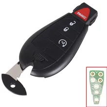 Nova substituição keyless controle remoto chave com 3 + 1 4 botões com 434mhz pcf7941 46 chip para chrysler fcc: m3n5wy72xx