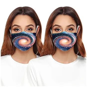 

2 Pack Unisex Face Masks Windproof Foggy Haze Mouth Mask Washable and Reusable Earloop Fashion Printing Mouth Cover Mascherina