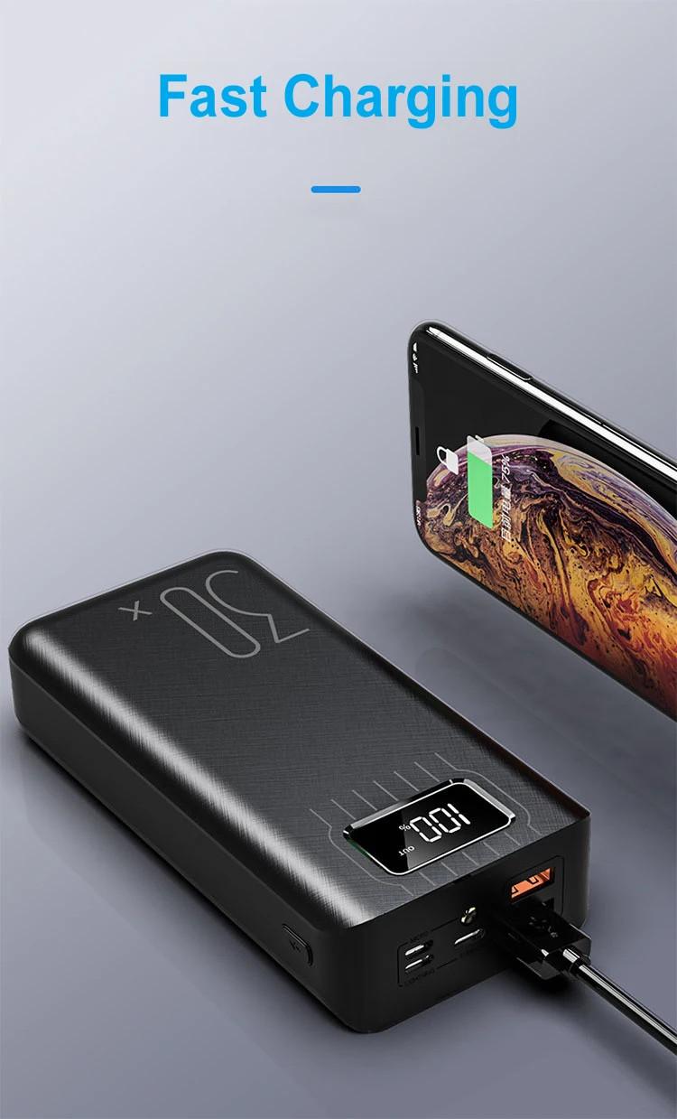 LEORY power Bank чехол 30000 мАч цифровой дисплей фонарик Быстрая зарядка для iPhone XS 11 Pro huawei P30 mate 30(без аккумулятора
