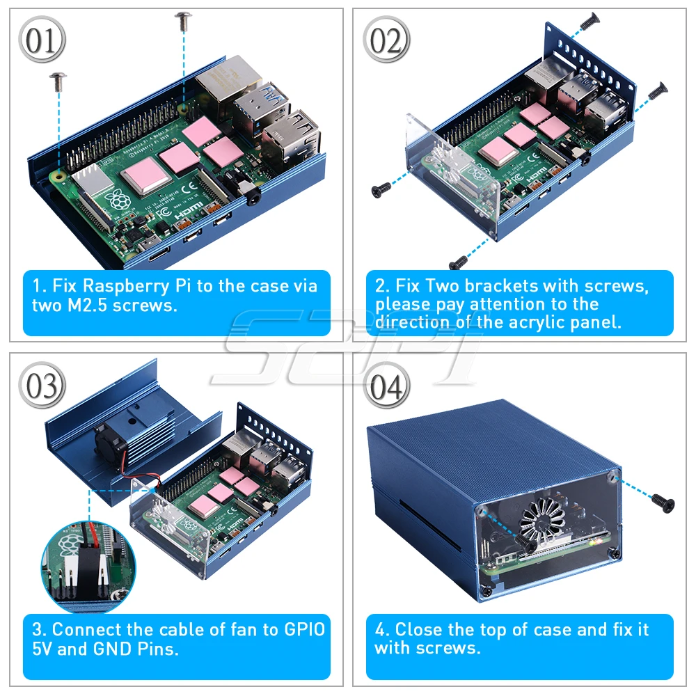 Металлический корпус 52Pi для Raspberry Pi 4B 4 Model B|Аксессуары демонстрационных стендов| |