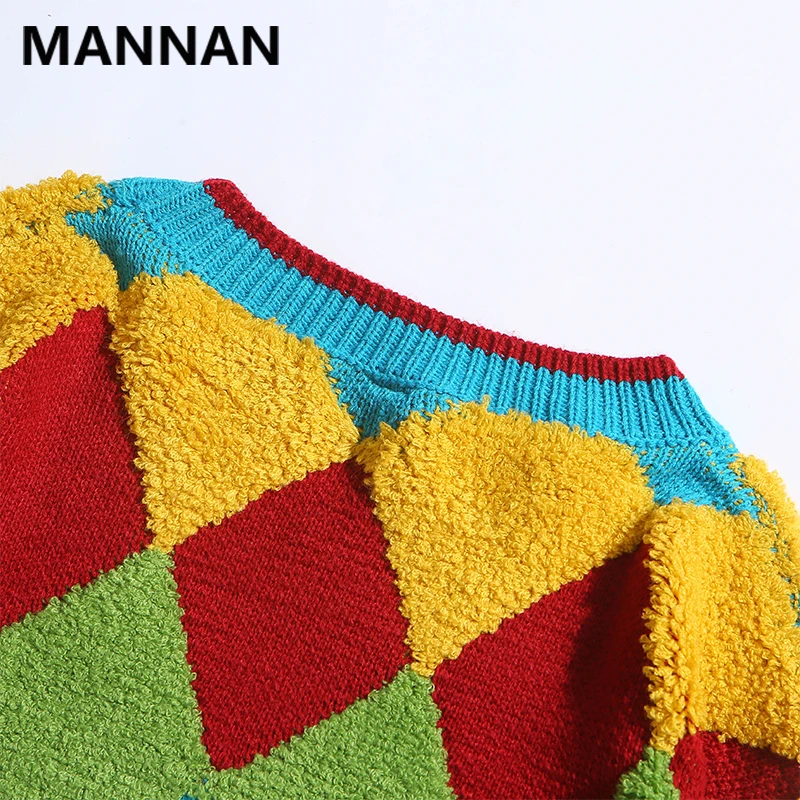 MANNAN/Осенняя мужская уличная Толстовка в стиле хип-хоп в богемном стиле; плотный трикотажный пуловер в стиле ретро; винтажные Лоскутные клетчатые толстовки;