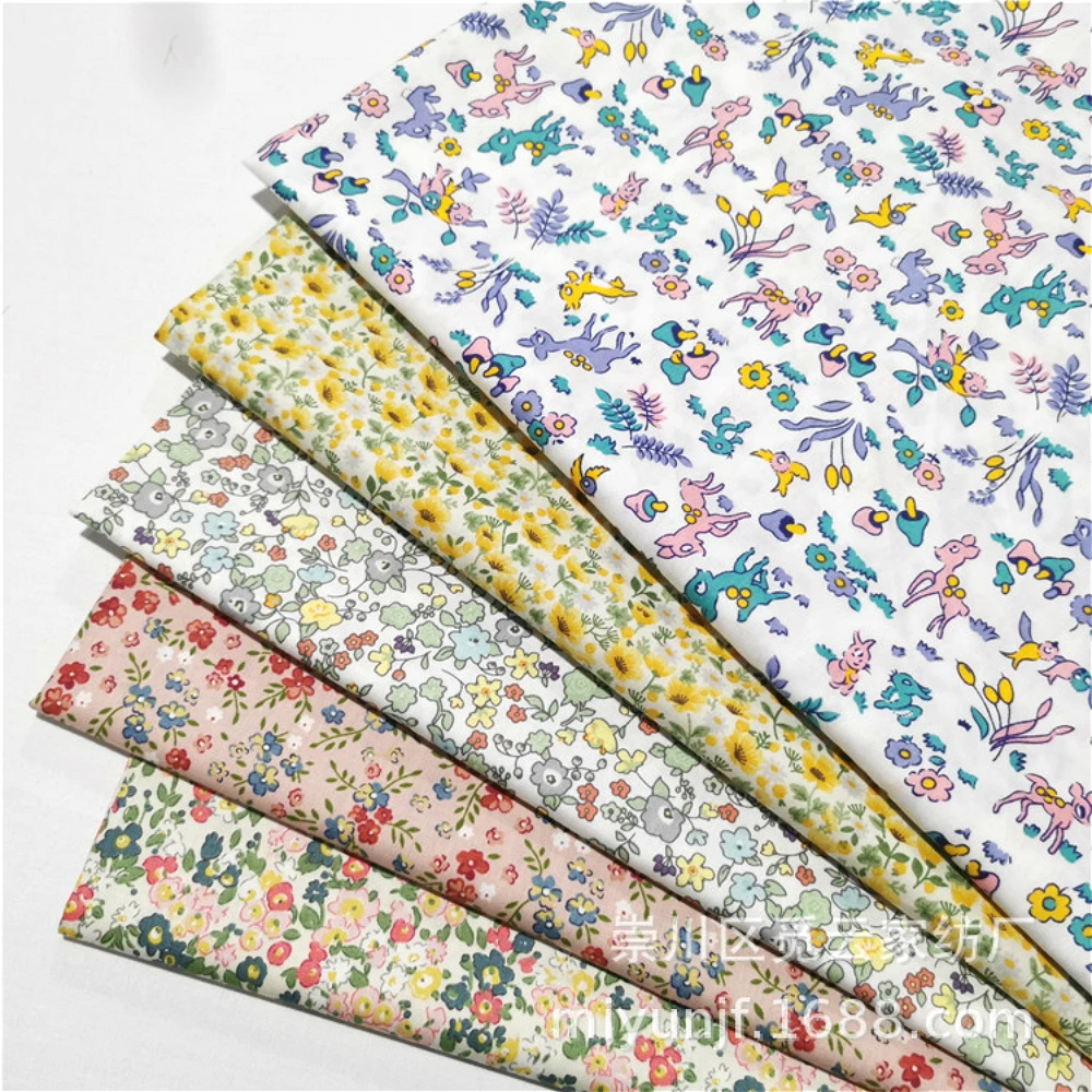 

160x50cm Pastoral Floral Deer Twill Cotton Sewing Fabric Making Bedding Handmade Clothes Lining Cloth
