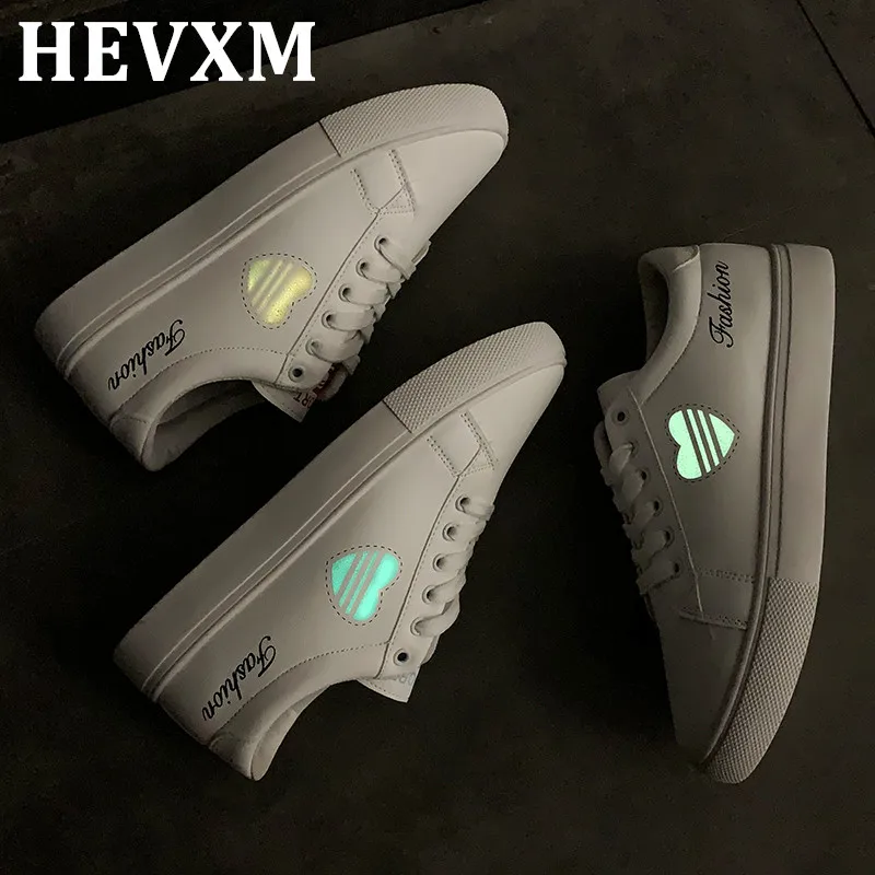 Белые светящиеся кроссовки HEVXM Новинка осени 2019 спортивная обувь на толстой