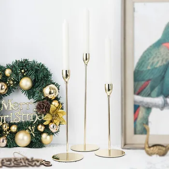 

Wedding Table Centerpiece European Metal Candle Holder Golden Simple Christmas Event Road Lead Bar Party Living Room Decoration