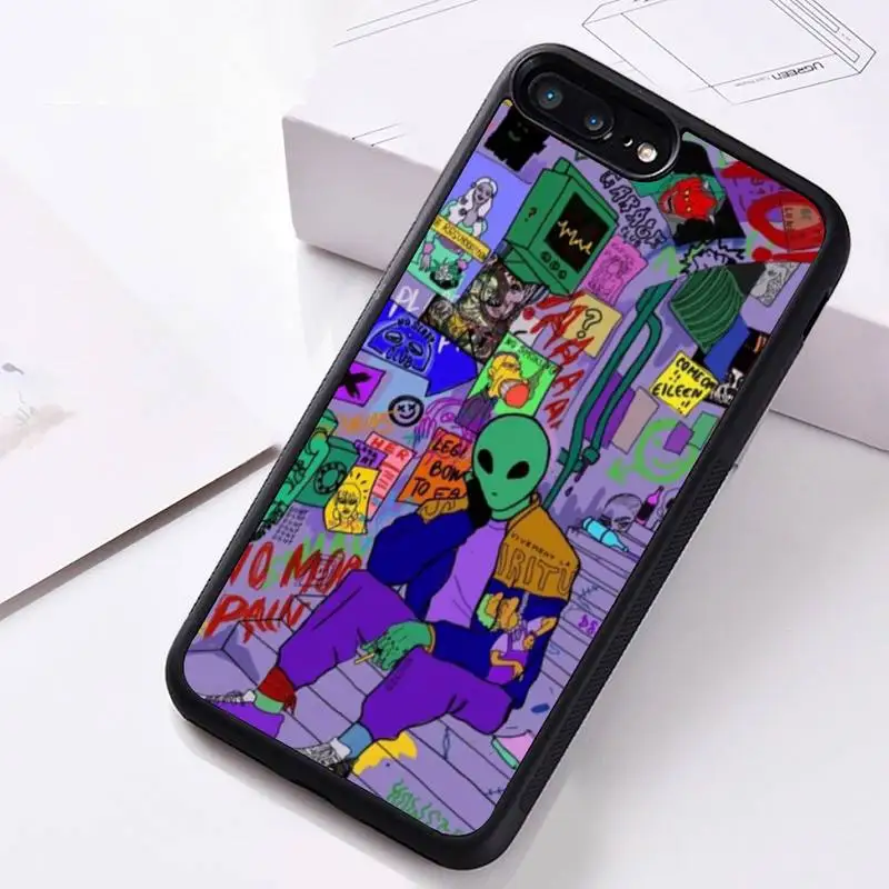 

Aesthetics Cartoon alien space Phone Case Rubber for iPhone 12 pro max mini 11 pro XS MAX 8 7 6 6S Plus X 5S SE 2020 XR case