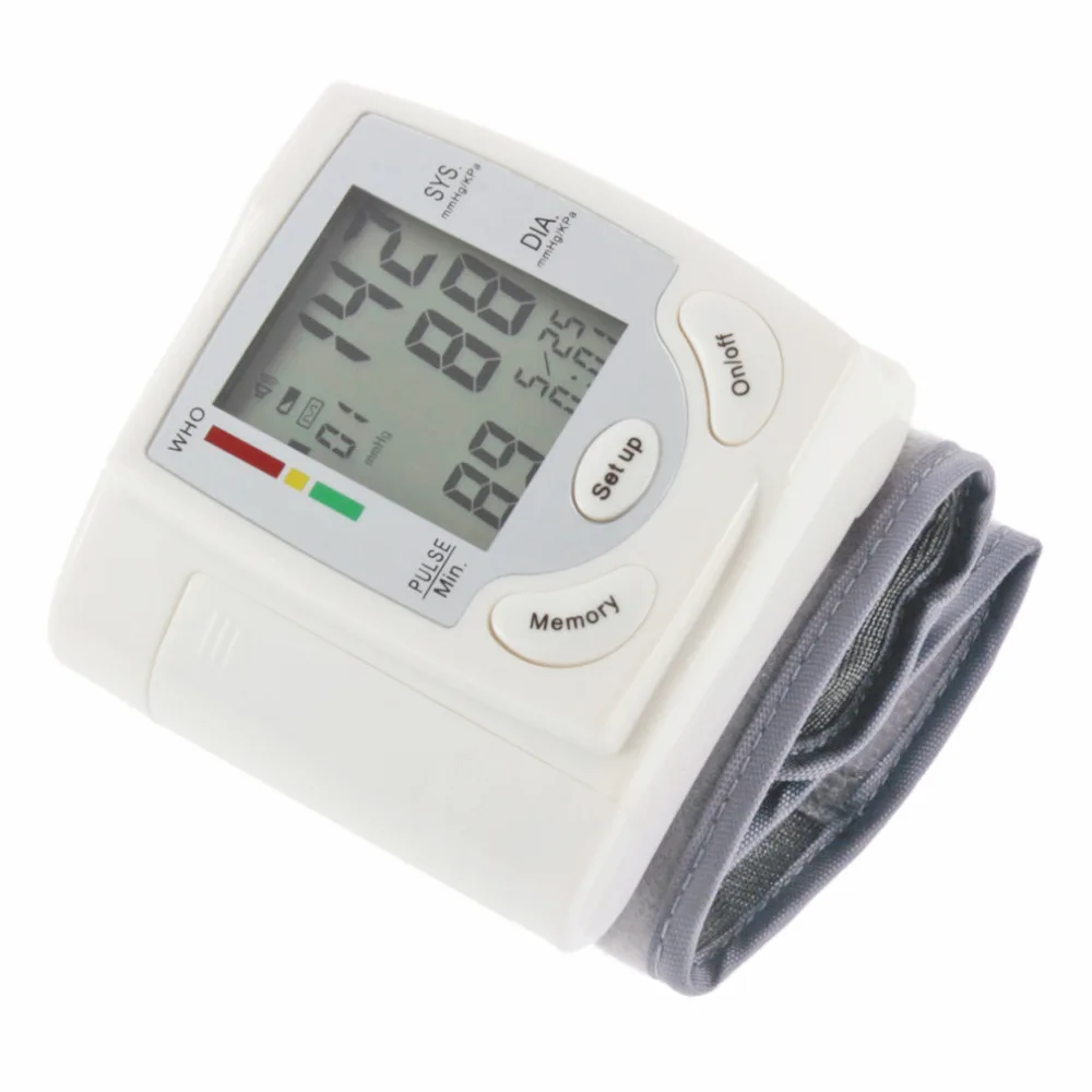 Автоматический цифровой ЖК-дисплей, измеритель артериального давления на запястье, пульсометр, измеритель пульса, тонометр, сфигмоманометр, белый