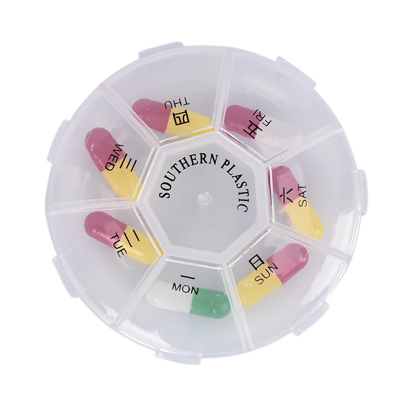 7 Day Mini Weekly Tablet Pill Medicine Box Holder Storage Organizer Container Case Pill Box Splitter Travel Pill Box