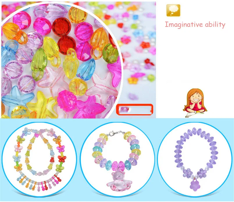 Набор бусинок ручной работы для девочек, детская подвеска, мини-ожерелья с героями мультфильмов, браслет для изготовления ювелирных изделий, бисерные головоломки, детские игрушки