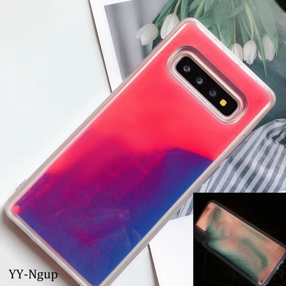 Розовый Светящийся чехол для samsung A50 A70, светящийся в темноте Блестящий Жидкий чехол для samsung Galaxy A10 A20 A30 A40 A50 A70 telefon Case - Цвет: Розовый