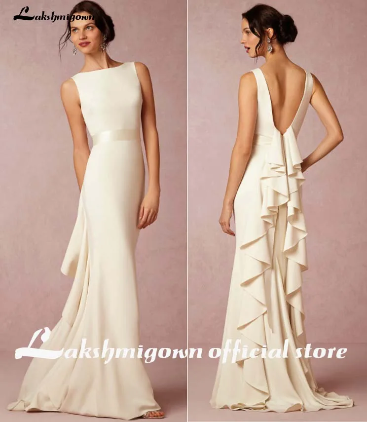 Lakshmigown Boho Свадебные платья Русалка v-образный вырез бисер сексуальное платье для невесты без спинки ruched Свадебные платья vestido de festa