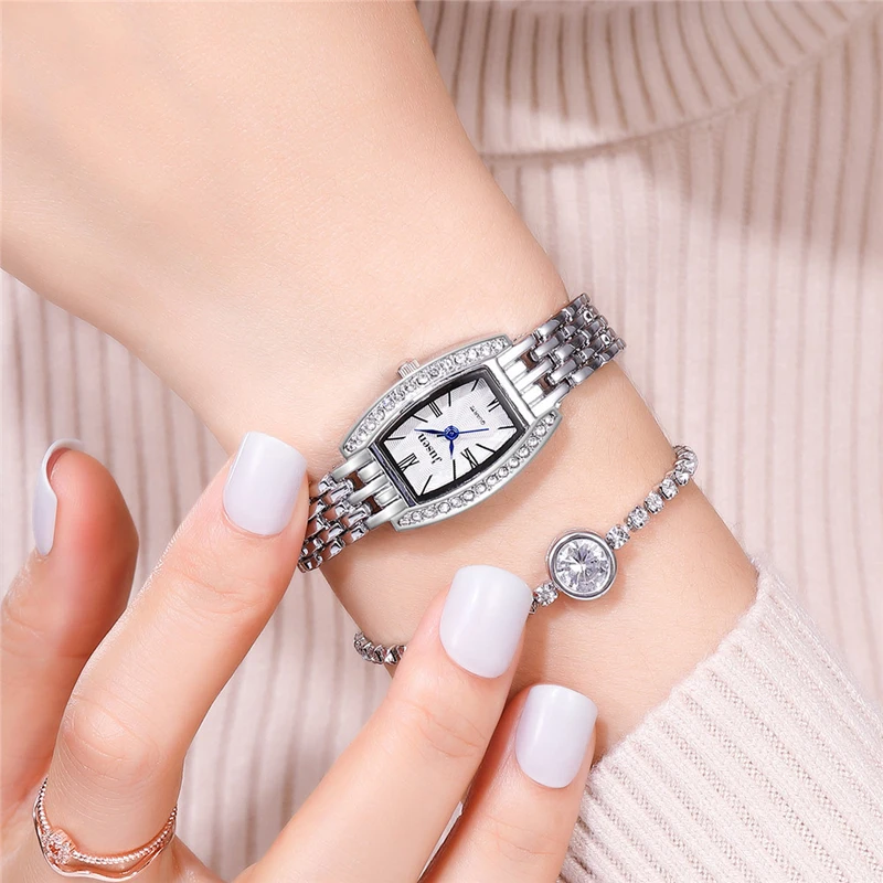 Reloj Mujer, женские часы-браслет с квадратным циферблатом, брендовые кварцевые наручные часы, Роскошная роза, дизайн, стразы, ЖЕНСКИЕ НАРЯДНЫЕ часы