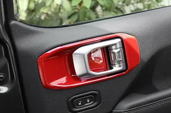 

ABS Red Interior Door Handle Bowl Cover 4pcs For Jeep Wrangler JL 2018 - 2019
