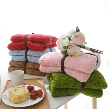 

Knitted Blankets Beds Cover Soft Throw Blanket Bedspread Bedding Knitted Blanket Air Conditioning Comfy Sleeping Bedspreads