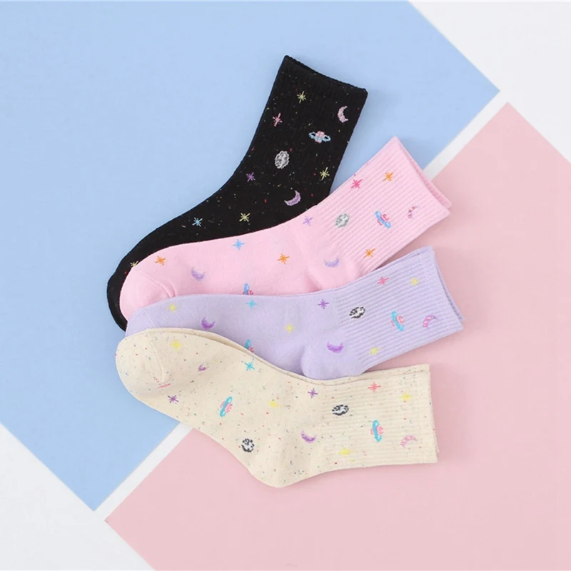 Харадзюку, забавная пряжа, носки, японские креативные носки со звездами, женские теплые милые носки, новинка, женские носки, Meias