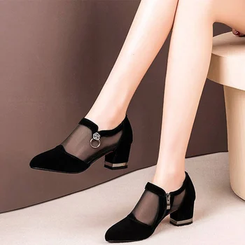 

Women Crystal Lace Sandals Woman High Heels Spring Mesh Zip Female Shoes Classics Solid Platform Sandals Ladies Party Shoes 2020