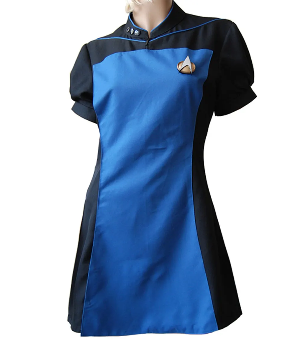 

Star Cosplay Trek TNG Uniform Dress With Badge Halloween Party Ball Gown Cosplay Costumes