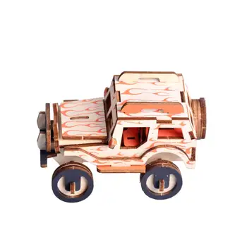

DIY 3D Puzzle Wooden Toys Laser Cutting Jigsaw Thunder SUV Model Assembly kit kids Learning Educational Wood Toys For Children