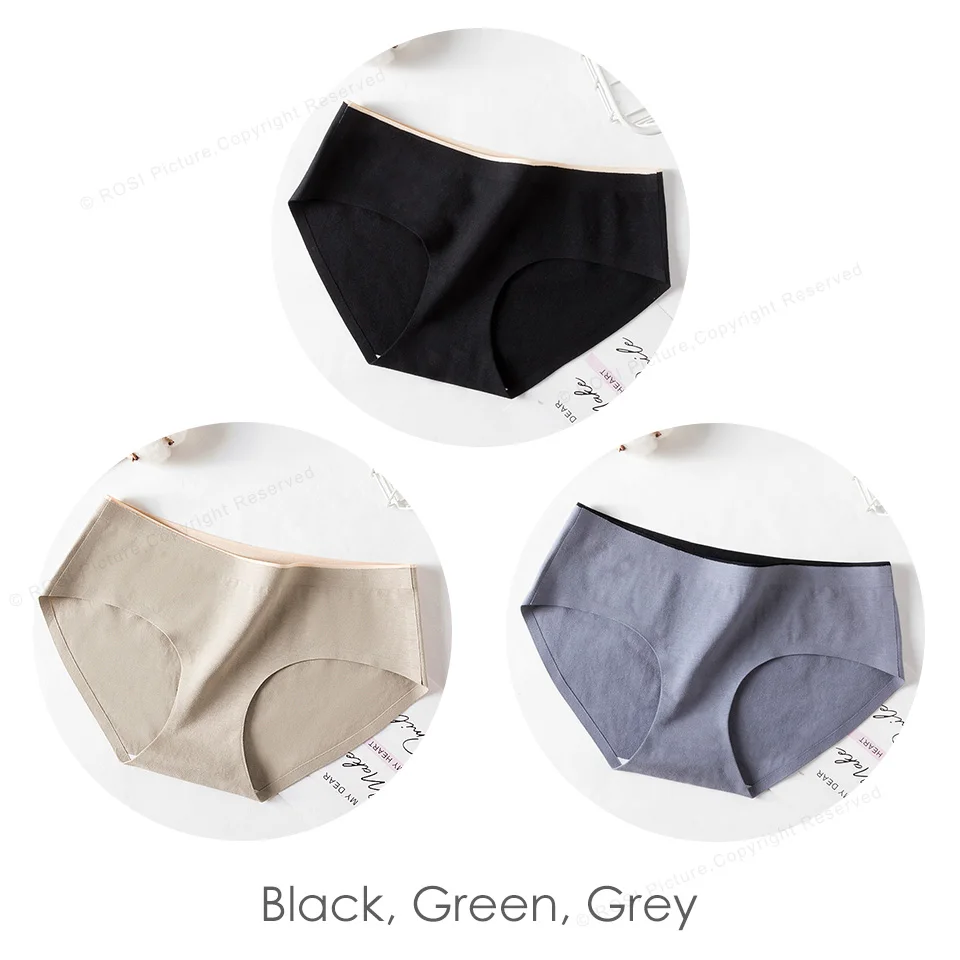 Black Green Grey Новые Бесшовные женские трусы, сексуальные хлопковые трусики, женское нижнее белье, трусы, женское нижнее белье, интимные женские трусики - Цвет: Black Green Grey