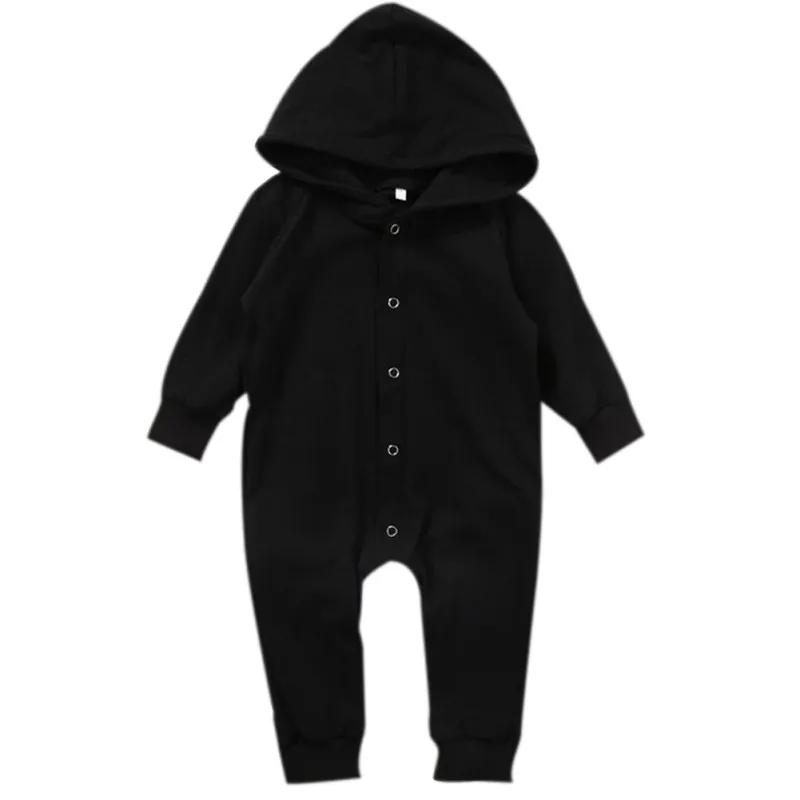 Hilittlekids/Распродажа одежды для маленьких мальчиков от 0 до 24 месяцев комбинезон с длинными рукавами и капюшоном, черная одежда комбинезоны